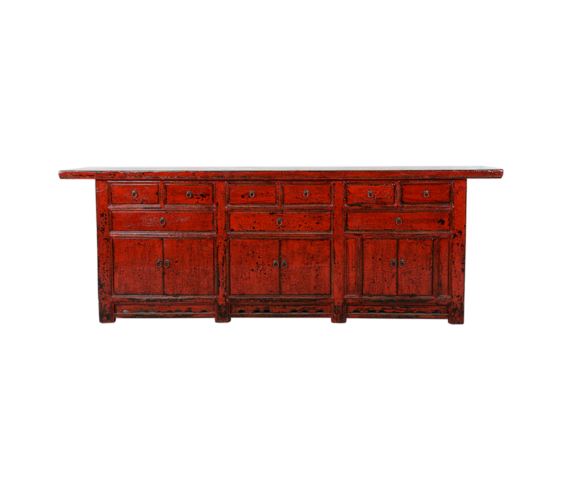 Antikes Chinesisches Sideboard Kommode Rot B255xT47xH93cm