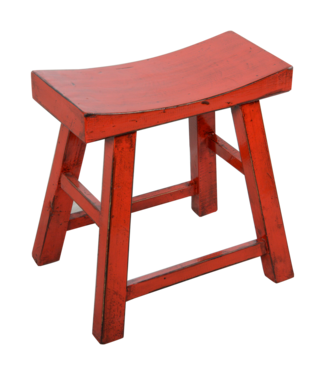 Fine Asianliving Taburete Chino Rojo Brillante L46xF22xH47cm