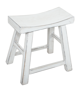 Fine Asianliving Chinese Stool White Glossy W46xD22xH47cm