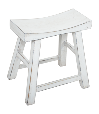 Fine Asianliving Sgabello Cinese Bianco Lucido L46xP22xH47cm