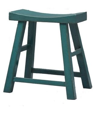 Fine Asianliving Chinese Stool Blue Teal Glossy W46xD22xH47cm
