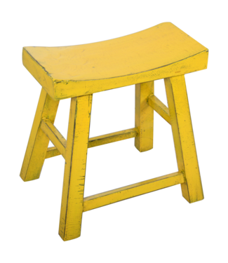 Fine Asianliving Chinese Stool Yellow Glossy W46xD22xH47cm