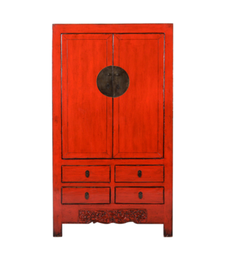 Fine Asianliving Antiker Chinesischer Hochzeitsschrank Rot Hochglanz B103xT49xH186cm