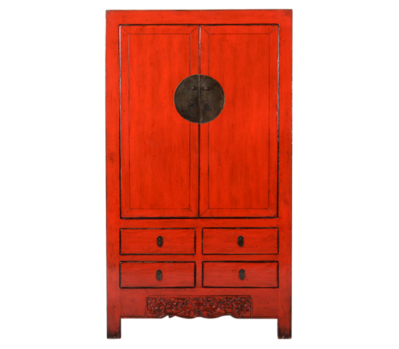 Antiker Chinesischer Hochzeitsschrank Rot B103xT49xH186cm