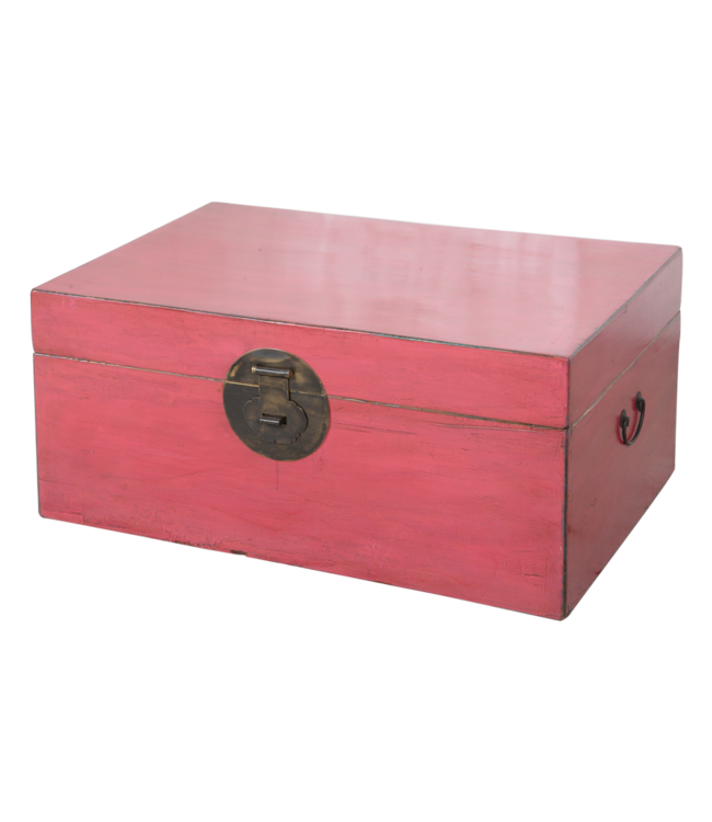 Coffre Chinois Antique Rose Rose Brillant L93xP60xH43