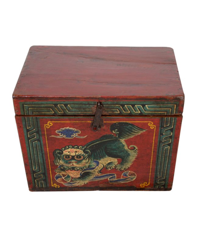 Antike Chinesische Kiste Handgemalt Chinesische Mythologie