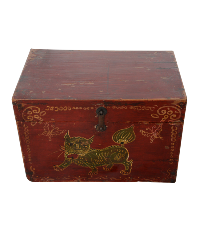 Antique Chinese Box Handpainted Chinese Myth