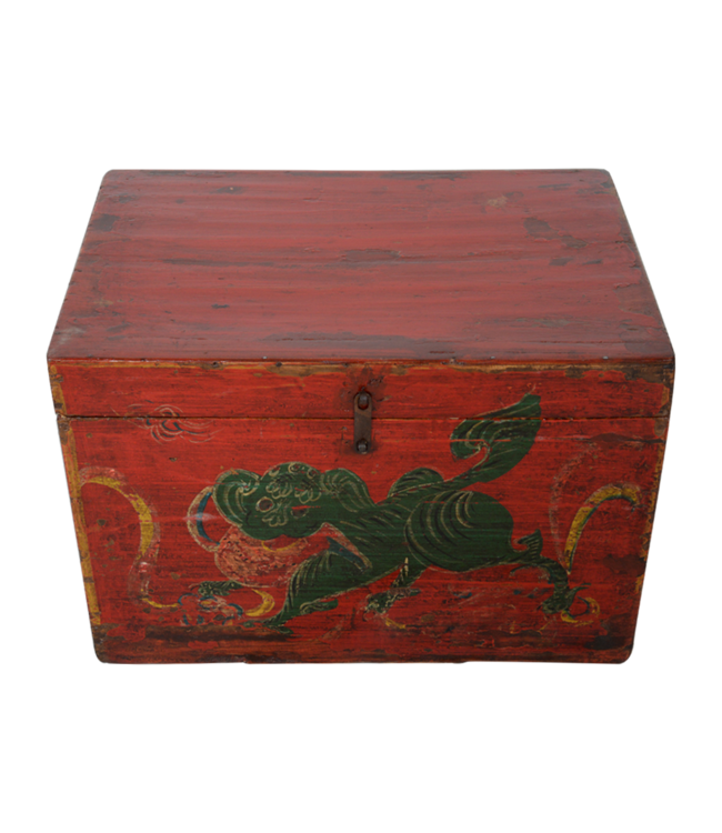 Antike Chinesische Kiste Handgemalt Chinesische Mythologie