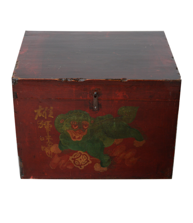 Antieke Chinese Kist Handgeschilderd Chinese Mythe
