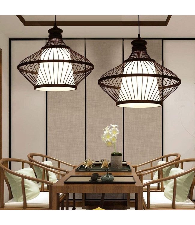 Bamboe Hanglamp Zwart Oliver D46xH40cm