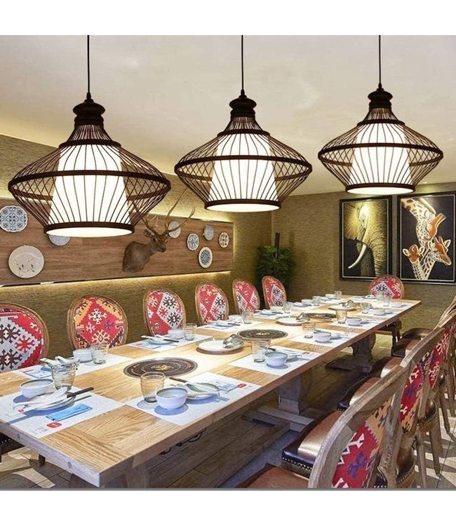 Lampada Sospensione Bamboo Nero Oliver D46xH40cm