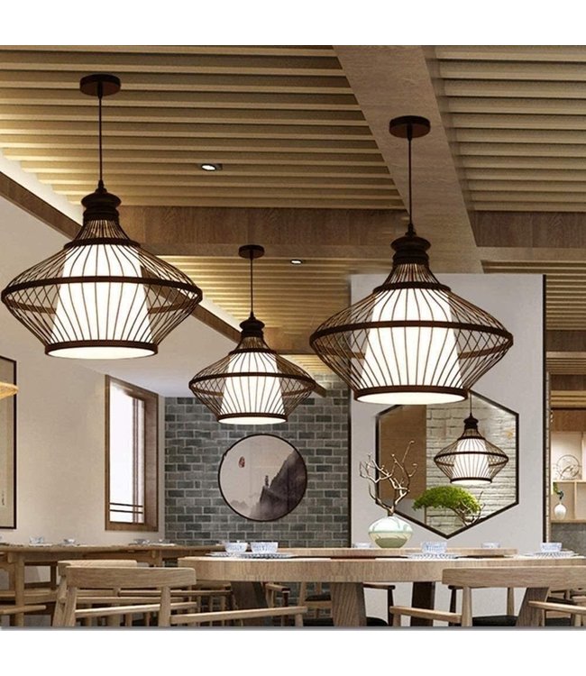 Lampada Sospensione Bamboo Nero Oliver D46xH40cm