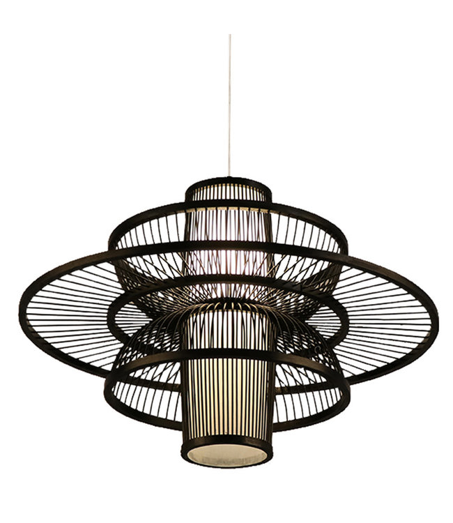 Bamboo Lampshade Pendant Light Black Handmade - Nicholas D60xH56cm