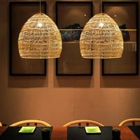 Lámpara Colgante de Tela de Bambú Evelia D34xH56cm