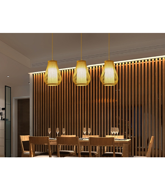 Bamboo Lampshade Pendant Light Handmade - Bella D30xH38cm