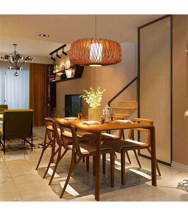 Bamboo Lampshade Pendant Light Handmade - Noelle D50xH30cm