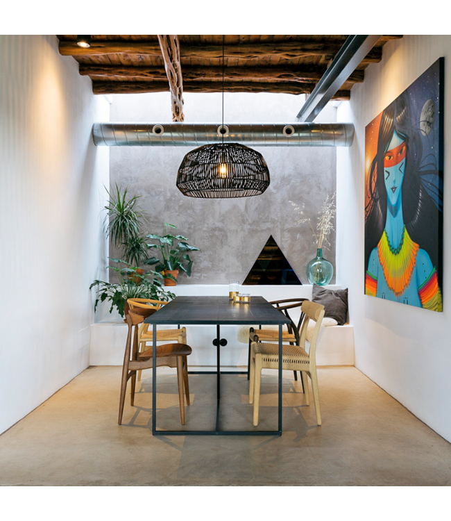 Bamboe Hanglamp Zwart - Andy D53xH30cm