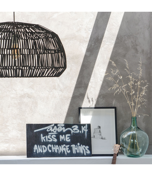 Bamboo Lampshade Pendant Light Black Handmade - Aaron D43xH25cm