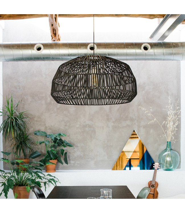 Bamboo Lampshade Pendant Light Black Handmade - Aaron D43xH25cm