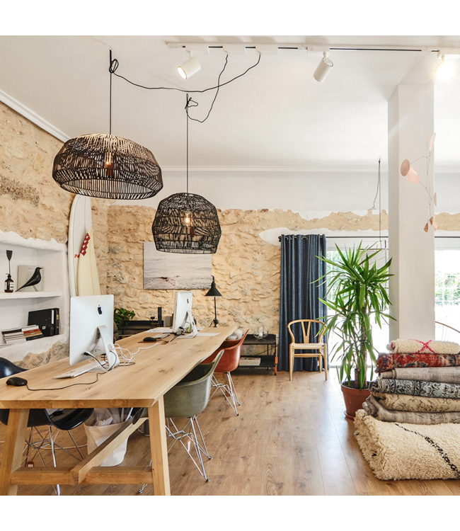 Bamboo Lampshade Pendant Light Black Handmade - Aaron D43xH25cm