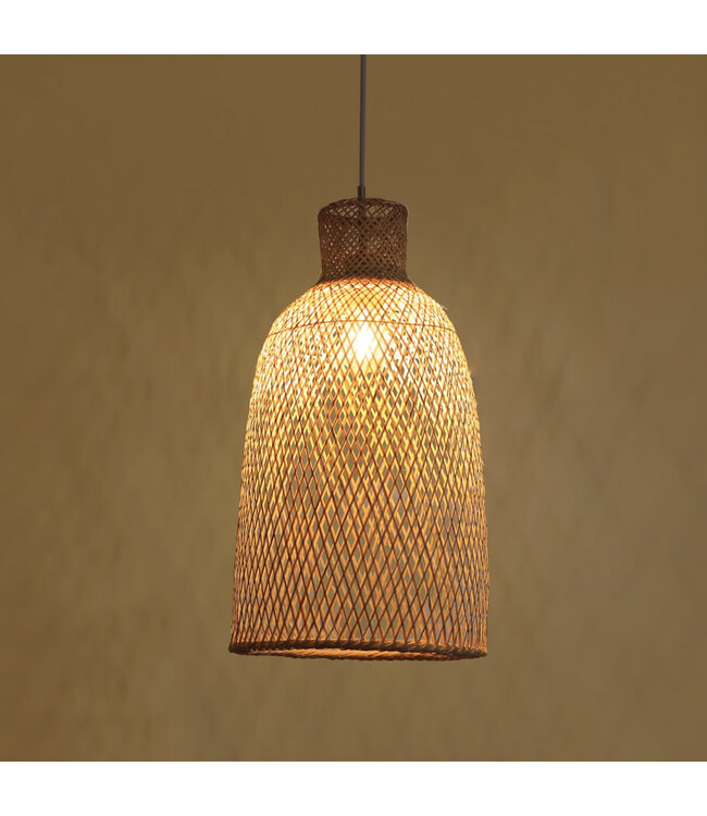 Bamboo Lampshade Pendant Light Handmade - Paisley D30xH55cm