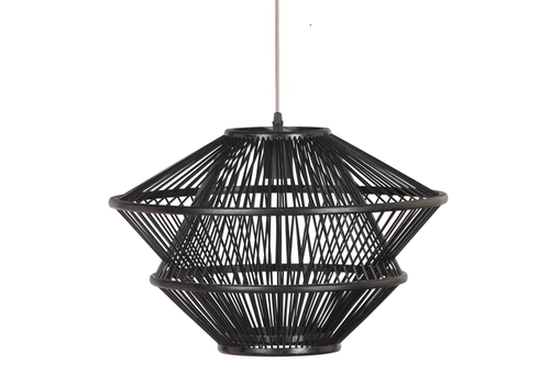 Fine Asianliving Lampe á Suspension Bambou Noir Fait Main D46xH31cm - Océan