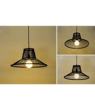 Fine Asianliving Lampada a Sospensione in Bambù Nera Fatta a Mano - Miller D50xH22cm