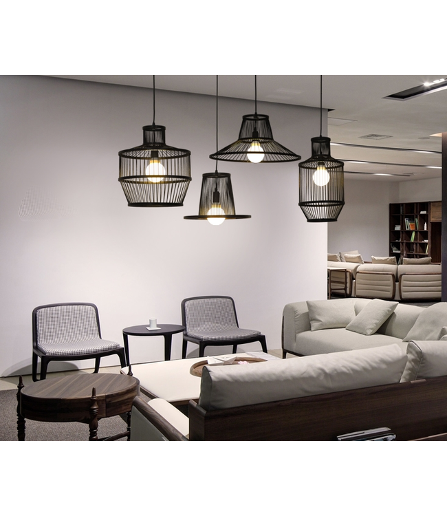 Suspension en Bambou Noir Fait Main - Miller D50xH22cm