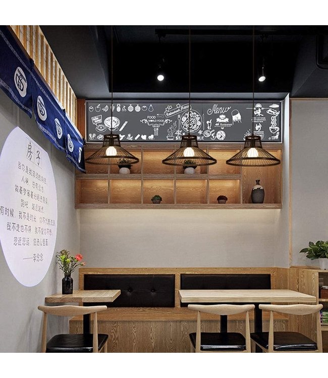 Lampada a Sospensione in Bambù Nera Fatta a Mano - Miller D50xH22cm