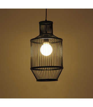 Fine Asianliving Bambus Hängelampe Pendelleuchte Schwarz Handgefertigt - Miko D25xH47cm