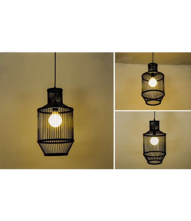 Bamboe Hanglamp Zwart D25xH47cm Miko