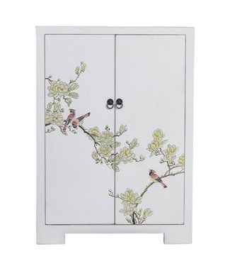Fine Asianliving Chinese Cabinet White Blossoms Hand-Painted W80xD35xH99cm