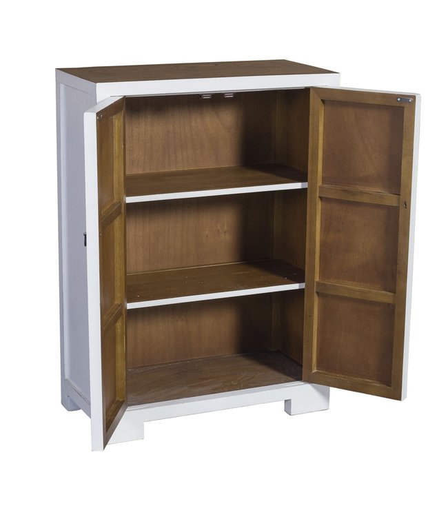 Chinesischer Schrank Weiß Blüten Handbemalt B80xT35xH99cm