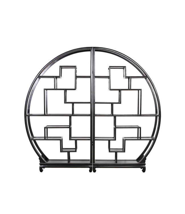 Chinesisches Bücherregal Rund Offen Schwarz B192xH176cm