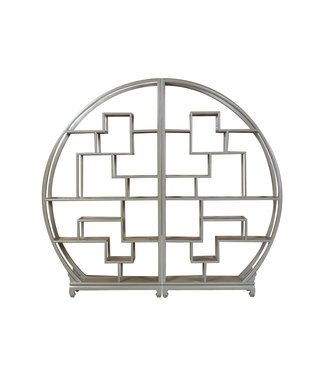 Fine Asianliving Vitrine Ouverte Ronde Chinoise Gris Olive L176xP26xH192cm