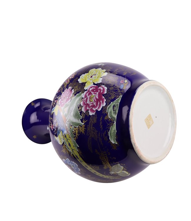 Chinese Vase Porcelain Navy Blossoms D37xH58cm