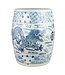 Ceramic Garden Stool Blue White Handpainted Dragon D33xH45cm