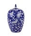 Pot à Gingembre Chinois Porcelaine Bleu Peint À La Main Dragon Phénix D22xH35cm