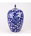 Chinese Gemberpot Blauw Handgeschilderd Draak Phoenix D22xH35cm