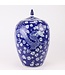 Chinesische Vase mit Deckel Porzellan Blau Handbemalter Drache Phönix D22xH35cm