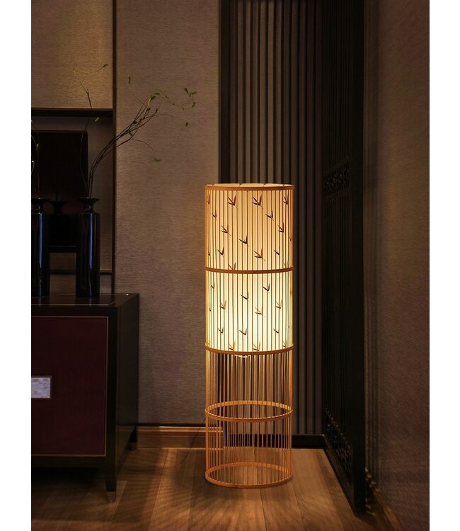 Lampadaire Chinois en Bambou Fait Main - Sylvie D28xH100cm