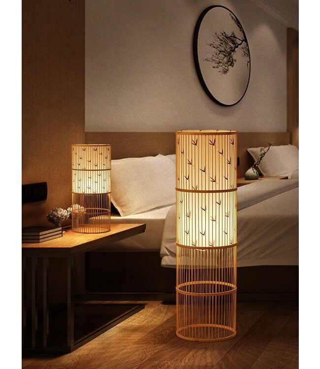 Lampadaire Chinois en Bambou Fait Main - Sylvie D28xH100cm