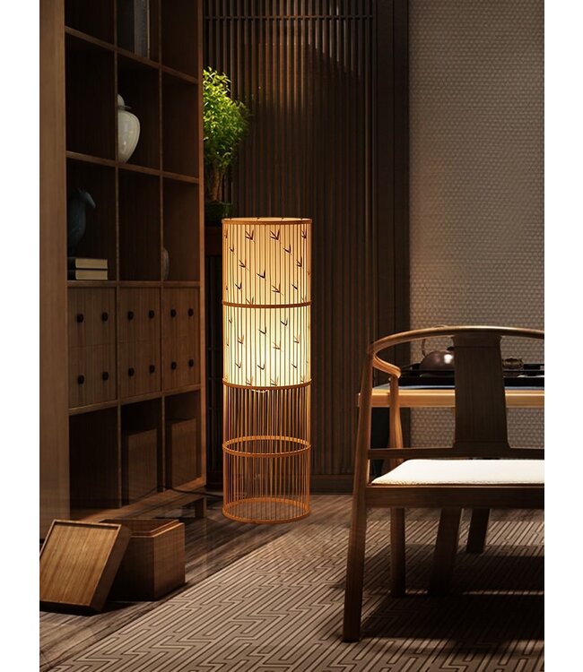 Lampadaire Chinois en Bambou Fait Main - Sylvie D28xH100cm