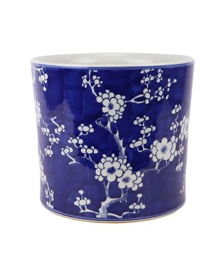 Fine Asianliving Chinese Bloempot Blauw Handgeschilderd Bloesems D22xH20cm