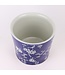 Vaso da Fiori Cinese Fiori Dipinti a Mano Blu D22xH20cm