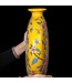 Chinese Vase Porcelain Yellow Flowers Hand-Painted W32xD12xH34cm