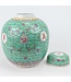 Chinese Ginger Jar Green Handpainted Longevity D21xH25cm