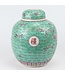 Chinese Ginger Jar Green Handpainted Longevity D21xH25cm