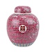 Chinesische Vase mit Deckel Rot Porzellan Handbemalt Doppeltes Glück D21xH25cm