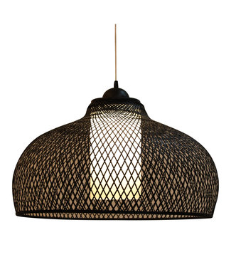 Fine Asianliving Lampada a Sospensione in Bambù Black Robin D52xH30cm